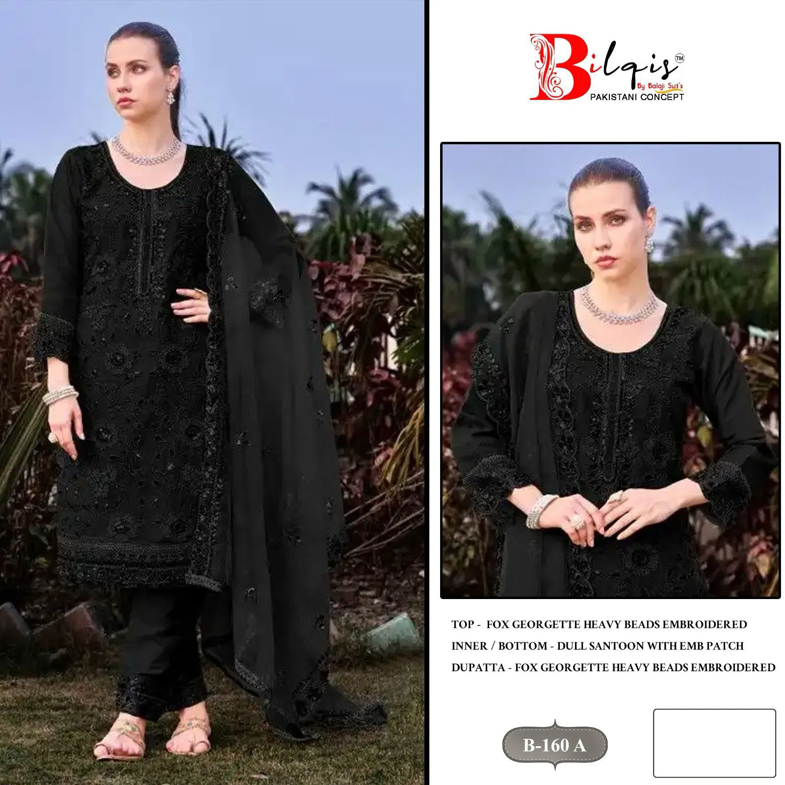 Bilqis B 160 Georgette Embroidered Pakistani Salwar Kameez Collection